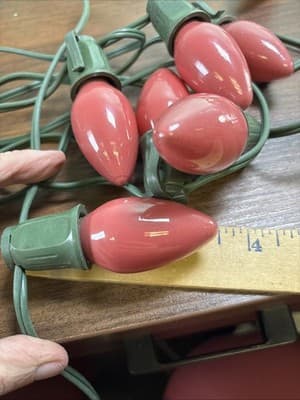 3 Vintage String Of Red Christmas C-9 Bulbs /Green Cord / 7 bulbs per 7’ stri - Thumbnail 11
