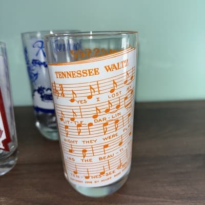 VTG 5 States Collectors Glasses Drinking Tumbler with Sheet Music Novelty - Thumbnail 11