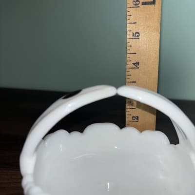 VTG Milk Glass Footed Candy Basket Dogwood Flower Dish Westmorland White W Label - Thumbnail 9