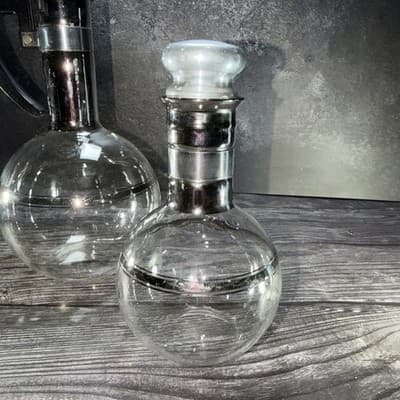 VTG Glass Coffee Decanter Pot & Matching Cream Cup Cork Lids Carafe Mid Century - Thumbnail 4