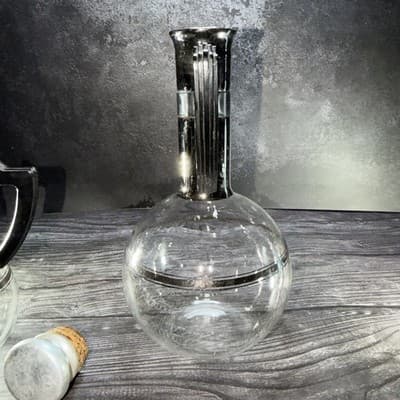 VTG Glass Coffee Decanter Pot & Matching Cream Cup Cork Lids Carafe Mid Century - Thumbnail 12
