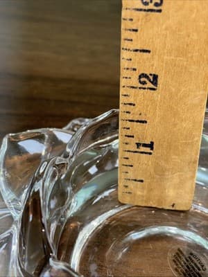 Heavy Glass Blooming Lotus Flower Pillar Medium Candle Holder Hand Pulled Petals - Thumbnail 10