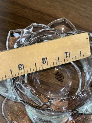 Heavy Glass Blooming Lotus Flower Pillar Medium Candle Holder Hand Pulled Petals - Thumbnail 8