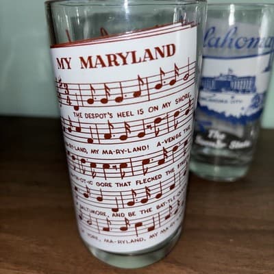VTG 5 States Collectors Glasses Drinking Tumbler with Sheet Music Novelty - Thumbnail 15