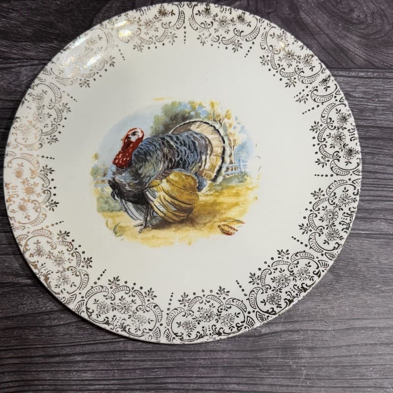 Sabin Vintage Turkey Decorative Plate Warranted 22K Gold Filigree - Thumbnail 3