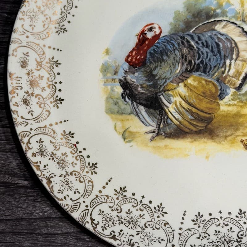 Sabin Vintage Turkey Decorative Plate Warranted 22K Gold Filigree - Thumbnail 4