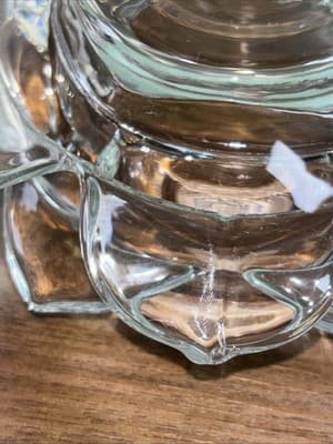 Heavy Glass Blooming Lotus Flower Pillar Medium Candle Holder Hand Pulled Petals - Thumbnail 13