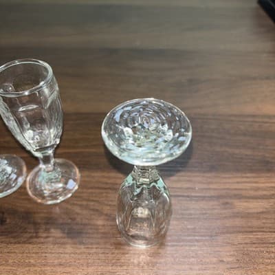 4 Libbey Chivalry Clear Cordial Glasses Discontinued Paneled Texture Faceted - Thumbnail 7