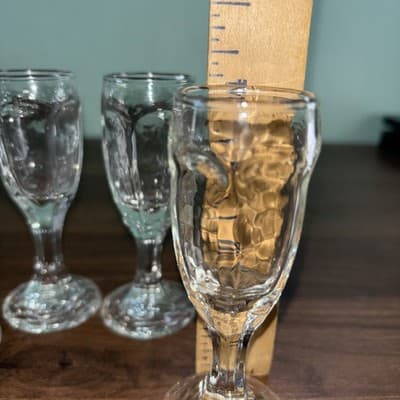 4 Libbey Chivalry Clear Cordial Glasses Discontinued Paneled Texture Faceted - Thumbnail 9