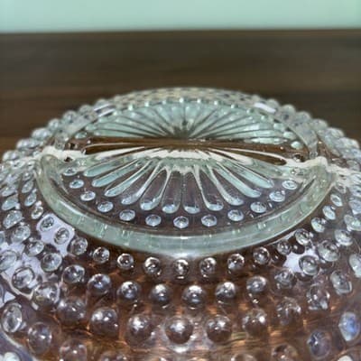 VTG Fenton Hobnail divided Relish dish White & clear glass ruffled edge - Thumbnail 9