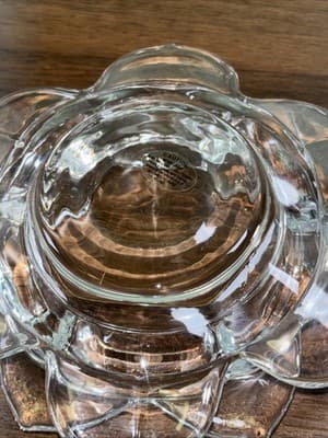 Heavy Glass Blooming Lotus Flower Pillar Medium Candle Holder Hand Pulled Petals - Thumbnail 12
