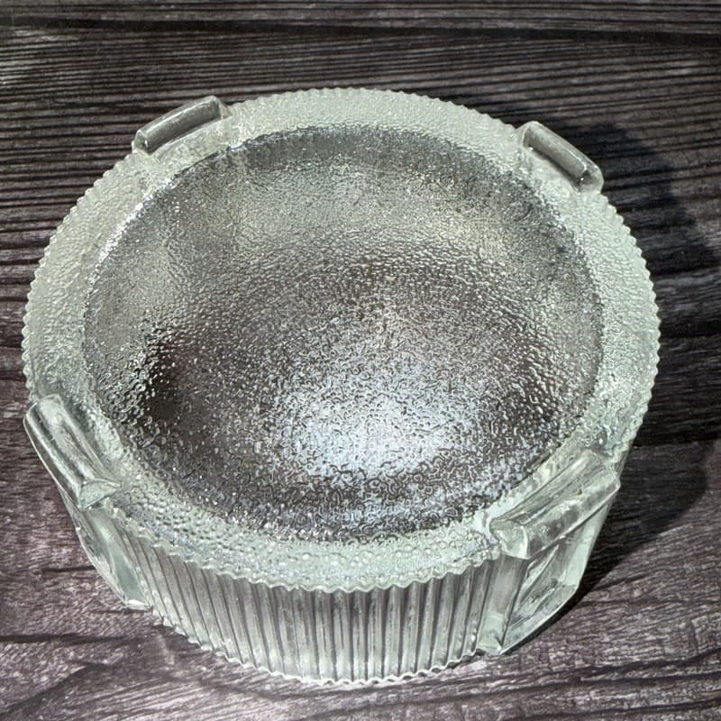 Vintage Art Deco Ribbed Glass Powder Jar Floral Brass Lid Chipped - Thumbnail 7