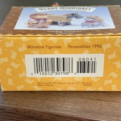 COWBOY CAMERON 3-Piece Set Hallmark Merry Miniatures Western Cats In Hats Roping - Thumbnail 22