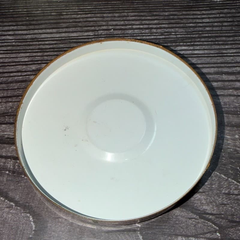 Vintage Art Deco Ribbed Glass Powder Jar Floral Brass Lid Chipped - Thumbnail 6