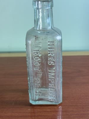 1880s HIRES IMPROVED ROOT BEER MAKES 5 GALLONS DRINK Soda BOTTLE antique - Thumbnail 2
