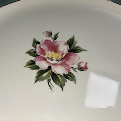 Homer Laughlin Rose Century Service Green Oval Serving Platter VTG - Thumbnail 6