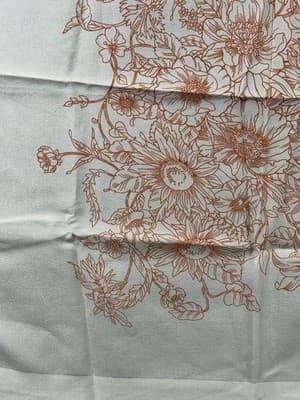 Vintage Scarf Head-wrap Made In Italy 21 X 21.5” Square Orange Flowers Cream - Thumbnail 5