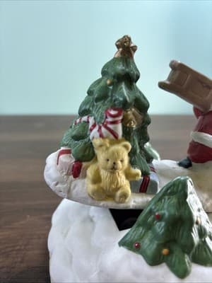 Vintage Santa Christmas Tree Rocking Ceramic Music Box Holiday Decoration - Thumbnail 3