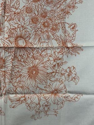 Vintage Scarf Head-wrap Made In Italy 21 X 21.5” Square Orange Flowers Cream - Thumbnail 4