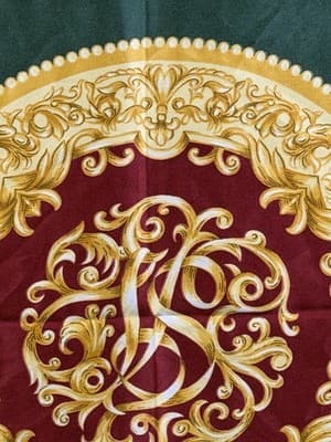 Vintage Art Of Scarf 35” X 35” Square For The Tie Rack Burgundy Green Gold - Thumbnail 8