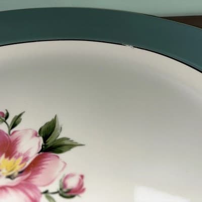 Homer Laughlin Rose Century Service Green Oval Serving Platter VTG - Thumbnail 5
