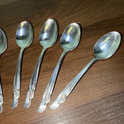 8 Teaspoons 1957 EXQUISITE Rogers & Bro International Silverplate 6” Flowers - Thumbnail 3