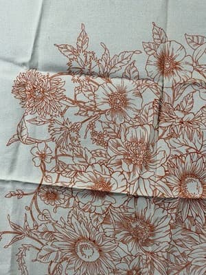 Vintage Scarf Head-wrap Made In Italy 21 X 21.5” Square Orange Flowers Cream - Thumbnail 2
