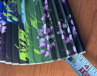 VTG Japanese Hand Painted Folding Hand Fan Mountains And White Peacocks - Thumbnail 7