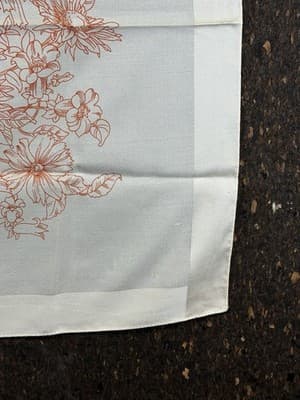 Vintage Scarf Head-wrap Made In Italy 21 X 21.5” Square Orange Flowers Cream - Thumbnail 9
