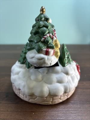 Vintage Santa Christmas Tree Rocking Ceramic Music Box Holiday Decoration - Thumbnail 4