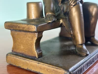 Vintage Abraham Lincoln Cast Metal Statue Table Advertisement Mortgage Title Co - Thumbnail 10