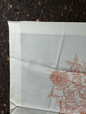 Vintage Scarf Head-wrap Made In Italy 21 X 21.5” Square Orange Flowers Cream - Thumbnail 7