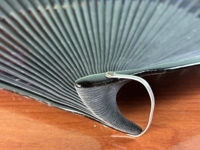 VTG Japanese Hand Painted Folding Hand Fan Mountains And White Peacocks - Thumbnail 6