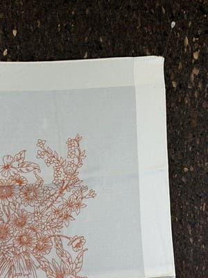 Vintage Scarf Head-wrap Made In Italy 21 X 21.5” Square Orange Flowers Cream - Thumbnail 8
