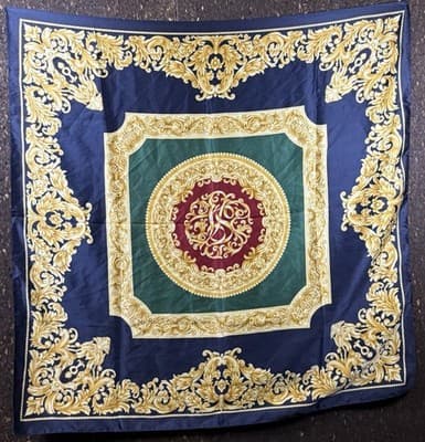 Vintage Art Of Scarf 35” X 35” Square For The Tie Rack Burgundy Green Gold