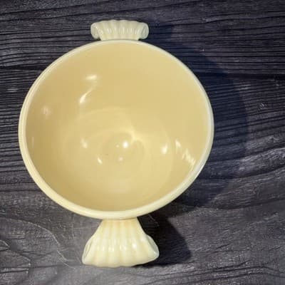 Vintage Fiesta Ware Sugar Bowl Yellow Handles Homer Laughlin Pedestal No Lid - Thumbnail 7