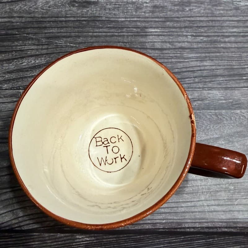 Tilso Japan Vintage Coffee Cup Mug Coffee Time Brown Sponged This Belongs To - Thumbnail 4