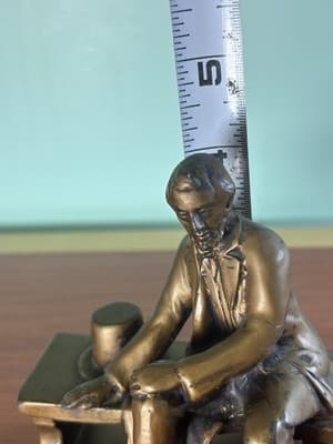 Vintage Abraham Lincoln Cast Metal Statue Table Advertisement Mortgage Title Co - Thumbnail 11