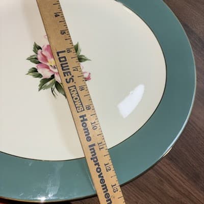 Homer Laughlin Rose Century Service Green Oval Serving Platter VTG - Thumbnail 14