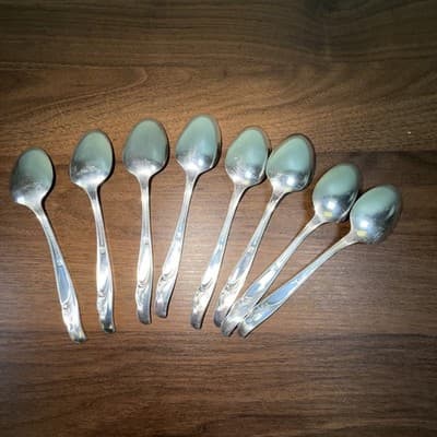 8 Teaspoons 1957 EXQUISITE Rogers & Bro International Silverplate 6” Flowers - Thumbnail 7