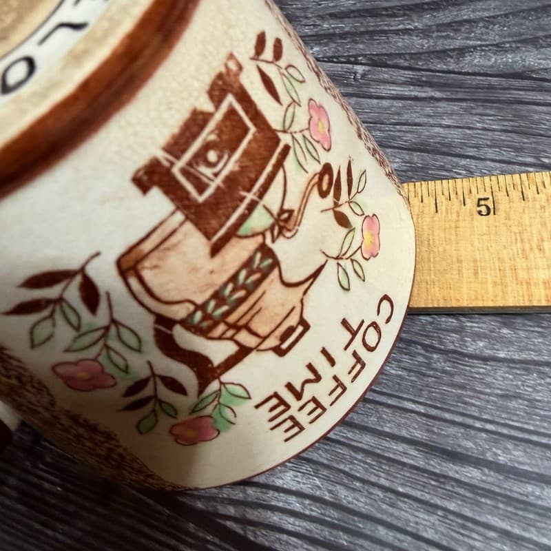 Tilso Japan Vintage Coffee Cup Mug Coffee Time Brown Sponged This Belongs To - Thumbnail 6