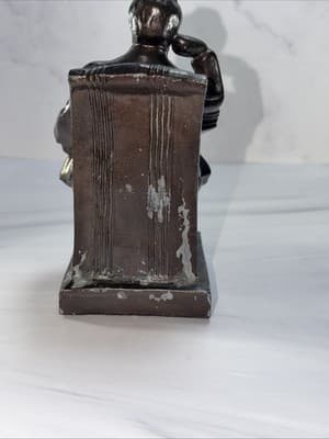 Vintage Thinking Abraham Lincoln Metal Bookends Statues American Historical Set - Thumbnail 7