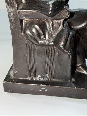 Vintage Thinking Abraham Lincoln Metal Bookends Statues American Historical Set - Thumbnail 5