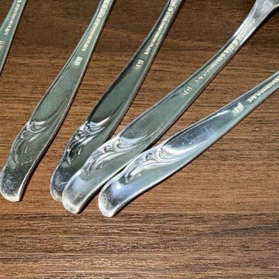 8 Teaspoons 1957 EXQUISITE Rogers & Bro International Silverplate 6” Flowers - Thumbnail 9