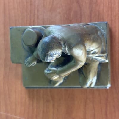Vintage Abraham Lincoln Cast Metal Statue Table Advertisement Mortgage Title Co - Thumbnail 9