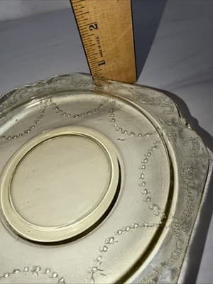 Set Of 3 Federal Madrid Amber Depression Glass 5 3/4” Square Saucers - Thumbnail 11