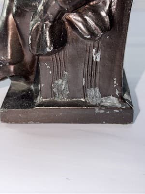 Vintage Thinking Abraham Lincoln Metal Bookends Statues American Historical Set - Thumbnail 10