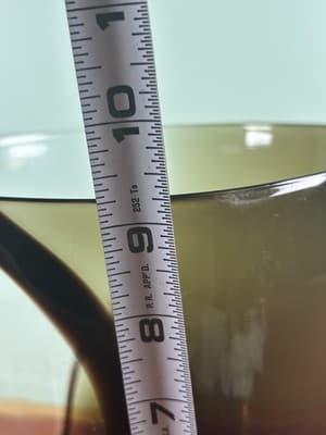XL VTG Wide Heavy Abstract Art Glass Vase Handmade Blue Brown Swirls 9.25" H x 7 - Thumbnail 11