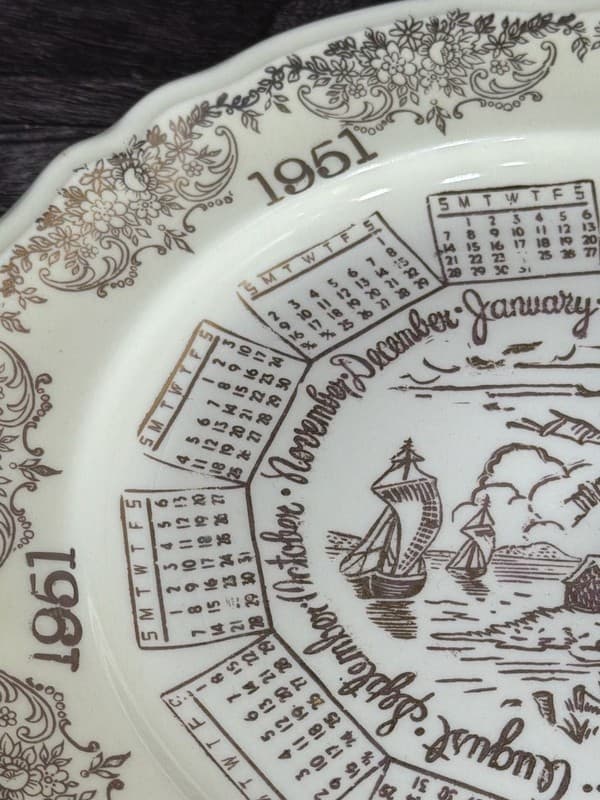 Vintage Edwin M Knowles China Co. 1951 Calendar Year Collectors Plate Windmill - Thumbnail 5