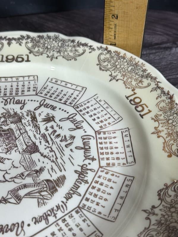 Vintage Edwin M Knowles China Co. 1951 Calendar Year Collectors Plate Windmill - Thumbnail 14